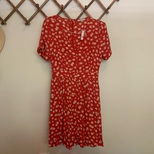 Dark Red Floral Dress